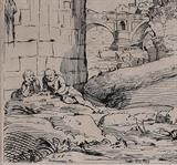 lot 227: Domenichino (Domenico Zampieri)
 Archway with Figures 14 1/2" x 10 1/4" engraving