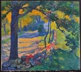 lot 229: Bernhard Gutmann
 View of the Artist's Home 33" x 37" oil on board unsigned and unframed