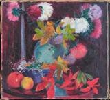 lot 230: Bernhard Gutmann
 Still Life with Flowers 23" x 25" oil on canvas unsigned and unframed note: this work was discovered together with the previous lot