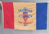Two 1932 Los Angeles Olympic Banners
 34 1/2" x 54 1/2" flag and  35 1/2" x 96" banner