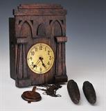 lot 276: Oak Cuckoo Clock
 13" high American Cuckoo Clock Co, Philadelphia with German works
