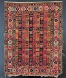lot 302: Shirvan Carpet
 with striped motif 3' 8" x 4' 8" circa 1910