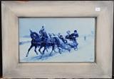 lot 330: Delft Porcelain Plaque
 after O. Eirelman Sleigh Ride 10" x 16" late 19th century
