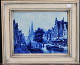 lot 329: Delft Porcelain Plaque
 after C. Springer Canal Scene 10 3/4" x 13 3/4" late 19th century