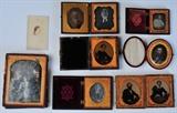 lot 280: Group of Seven Cased Photographs
 including by Brady two with gutta percha cases the largest 6" x 4 3/4"
