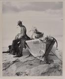 lot 286c: Martha Hale Harvey
 Repairing the Nets 11 1/2" x 9 1/4" albumem photograph pencil signed on the mount lower right below image