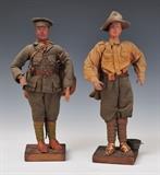 lot 275: Pair of WWI Era Figures
 in full uniform with various accoutrements 13" high circa 1915