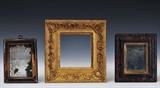 lot 270: American Classical Frame
 measuring 10 1/2" x 10 1/2" and marked verso "Philadelphia Aug. 4, 1836" together with two paint decorated small mirror
