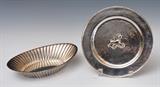 lot 345: Hammered Sterling Plate
 with applied horse and snake signed Pedro Batista together with Reed and Barton sterling bread bowl 22 troy ounces