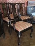 Set of 8 Queen Anne style ebonized Chinoiserie dining chairs