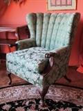 1940s era mahogany channel-back armchair