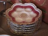 Set of 6 Austrian hand-painted oyster plates