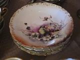 Set of German hand-painted dessert plates