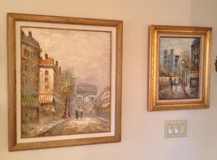 2 oil paintings on canvas of Paris - by W. Burnett