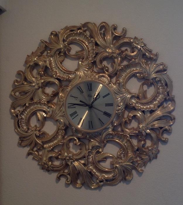 Gilt wall clock by Welby (battery powered)