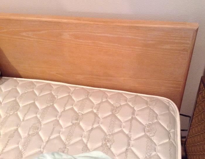 Queen size limed oak headboard  (no footboard) & queen size Simmons Beautyrest mattress & box spring