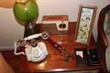 Mid century lamps, radio, and other trinkets