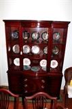 Vintage Drexel china cabinet/hutch with mint condition Bradex Co. collectible plates