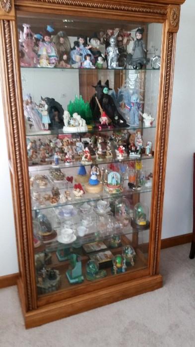Madame Alexander dolls, snowglobes, music boxes, Norman Rockwell, really nice display case