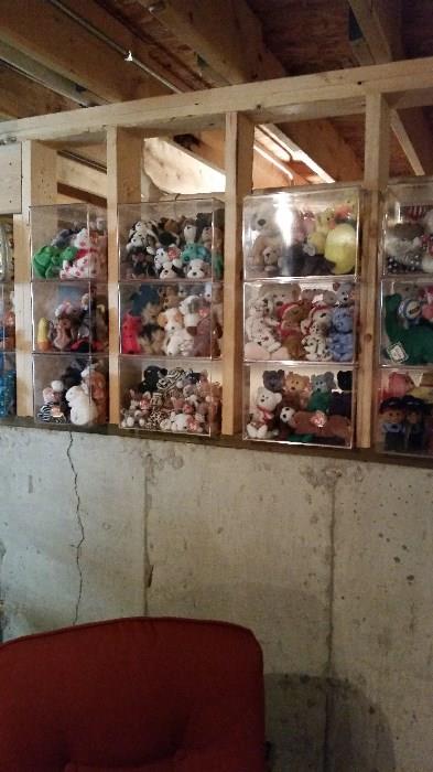 Some of the beanie baby collection, lots of extra display cases are available