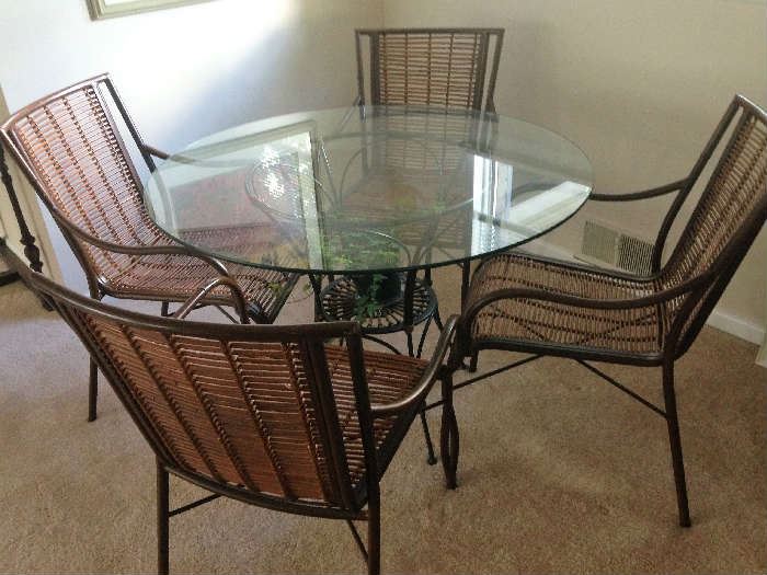 Glass Top Table with For Chairs