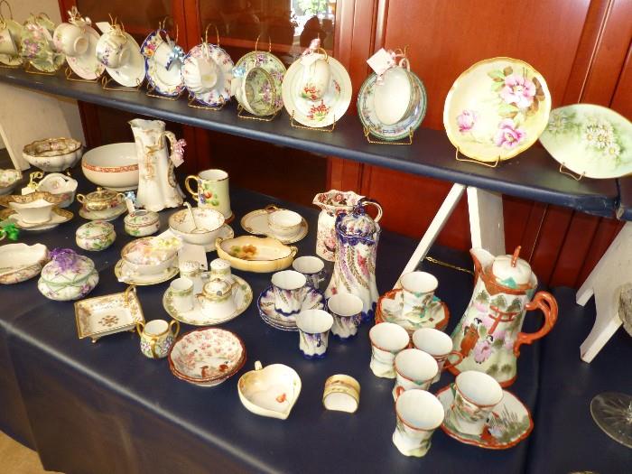 Many fine china tea cup and saucers sets, Nippon china and much more....