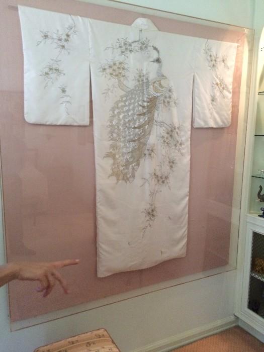 Japanese Wedding Kimono - In Plexiglass gold and silver thread Early 2oth Century $1,000