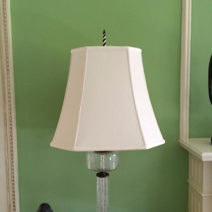 Crystal Lamps - Pair $250 with lighthouse finials