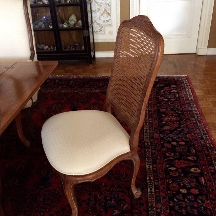 8 double cane side chairs - to be sold with Dining table