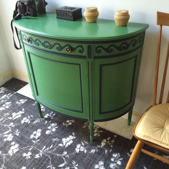 Demi lune buffet in Green and Navy- mid century style $150