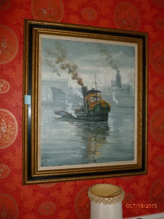 Tug Boat Oil Painting