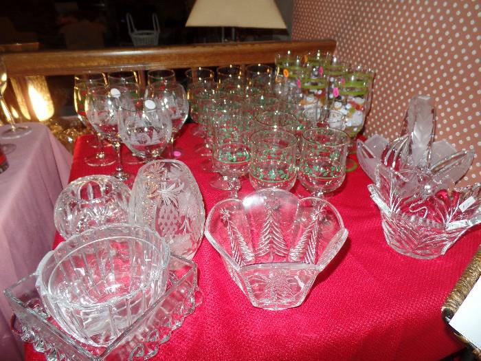 Christmas glasses and bowls