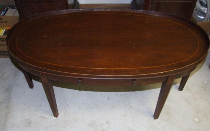 ANTIQUE DUNCAN PHIFE OVAL TABLE, WITH FRONT DRAWER.