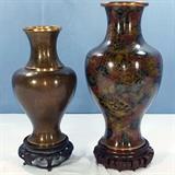 Cloisonne jewel tone vases