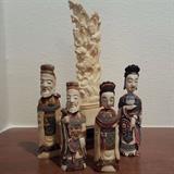 US military 1950 s ivory souvenir emperor and empress polychrome  snuff bottles and bone protector 
