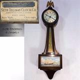 Seth Thimas Newport Banjo Click with Ship Print window, reverse Painted panel and Eagle Finial