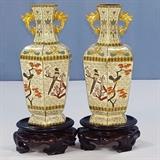 Pr of hexagon cloisonne vases