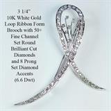 10k White Gold Ribbon Pin set with 0+ Diamonds