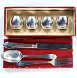 Tiffany & Co Sterling Youth Set Flatware and Tiffany & Co Makers Cordial/ Wine Tasting Cups With Original Box