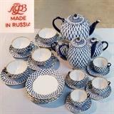 Lomonosov Russian Cobalt Net Tea and Coffee Service