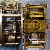 .J. Elliot Fusée Ships Clock W/ Anchor Escapement Circa 1890-1915 in Iron Wall Mount Case – Chainwork interior details