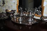 Sterling silver Repousse tea set (5 pcs); S. Kirk & Sons
