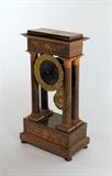French Empire Portico Mantle Clock with Marquetry Inlay