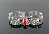 Georg Jensen Sterling Silver and Carnelian Dove Bird Bracelet