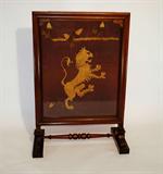 Edwardian Firescreen with Heraldic Lion & Acorns