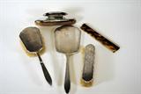 Art Deco Sterling Silver Brush and Tortoiseshell Comb Set