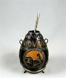 Argentine Gold-Inlaid Silver-Mounted Yerba Mate Gourd & Silver Bombilla Straws