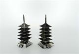 Pair of Japanese Pagoda Sterling Silver (950) Shakers