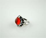 Georg Jensen Sterling Silver Skonvirke Ring with Carnelian Cabochon
