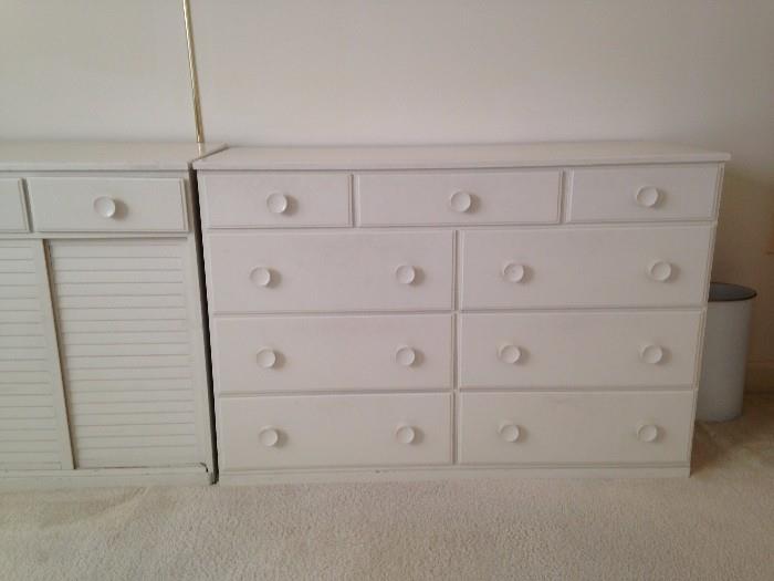 White dresser and matching cabinet; perfect for bedrooms and family room storage
